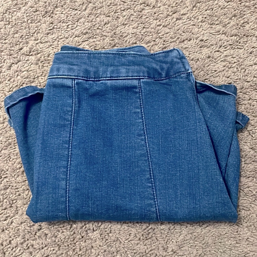 high rise denim skirt